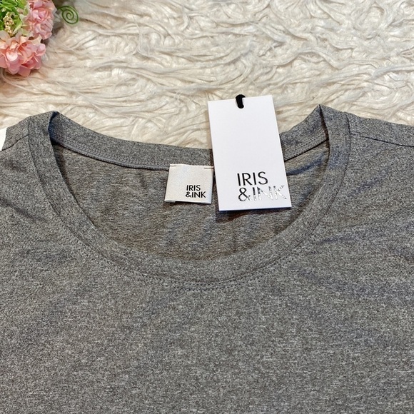 NWT Iris & Ink Topwear Heathered Grey Pocket Tee sz M - Picture 4 of 9